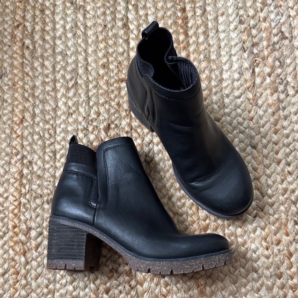 Korks 6M Black Elsie Boots Chunky Slip On Shoes Kork-Ease